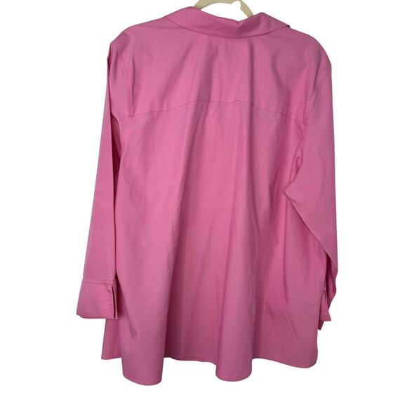 Foxcroft Heritage Non-Iron Shirt 18W Pink Cotton Poplin Button Front Classic - Picture 2 of 10